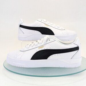 PUMA Womens Leather Low Top Sneakers White Black Lace Up Sizes 6.5 7.5